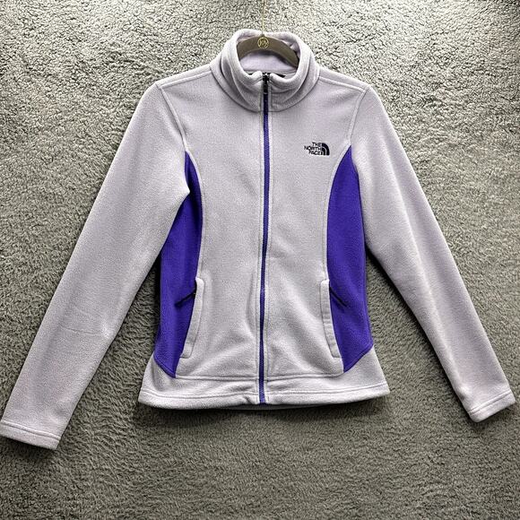 The North Face Women's XS Purple Two Tone Fleece Full Zip Jacket Mock Neck Warm - Picture 5 of 11